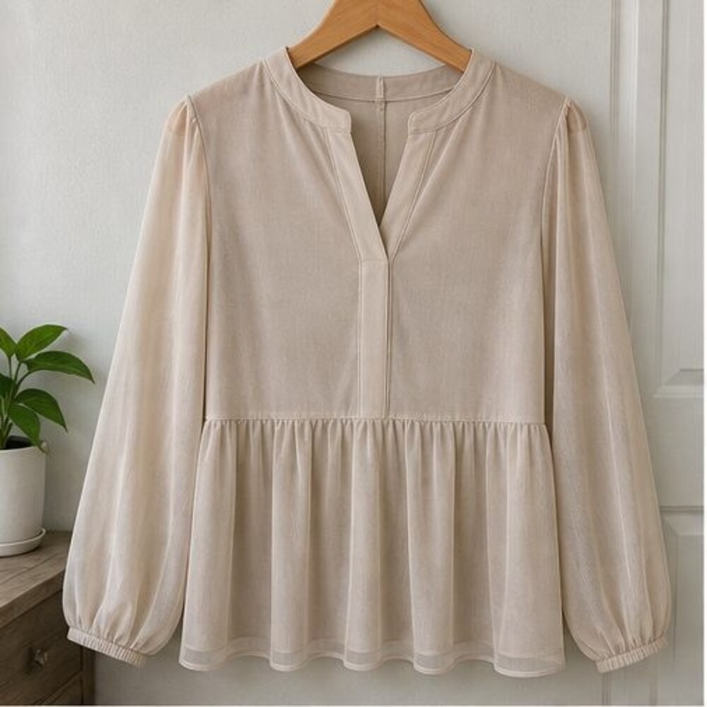 Sand Peplum Top